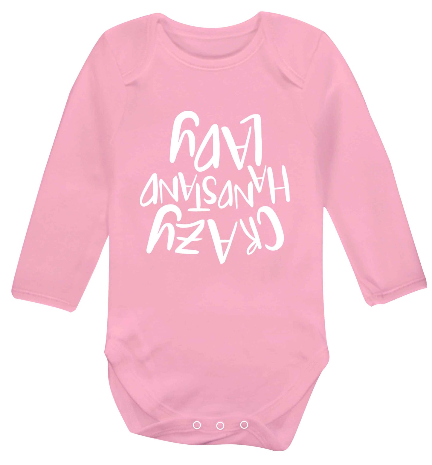Crazy handstand lady Baby Vest long sleeved pale pink 6-12 months