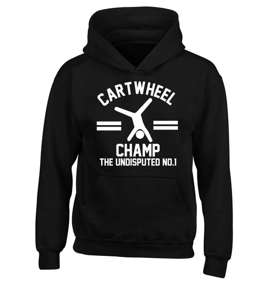 Undisputed cartwheel championship no.1 children's black hoodie 12-13 Years