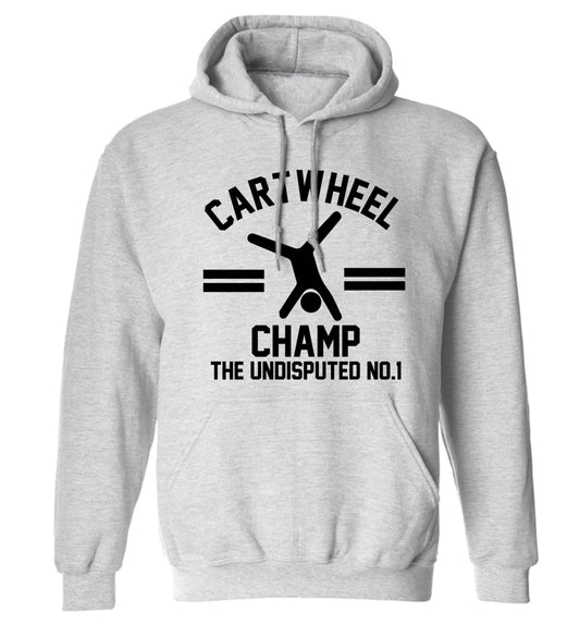 Undisputed cartwheel championship no.1 adults unisex grey hoodie 2XL