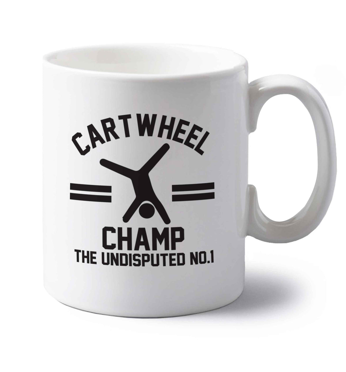 Undisputed cartwheel championship no.1 left handed white ceramic mug