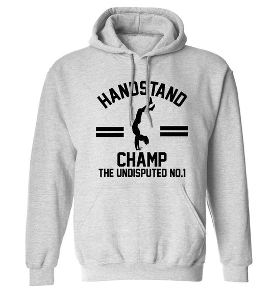 Undisputed handstand championship no.1 adults unisex grey hoodie 2XL