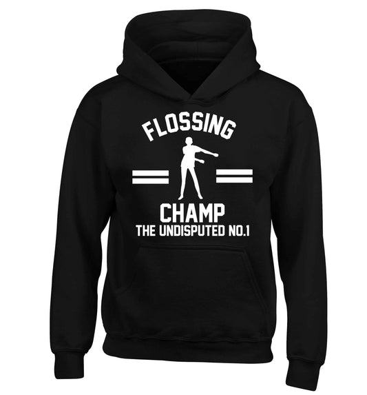 Undisputed flossing championship no.1 children's black hoodie 12-13 Years