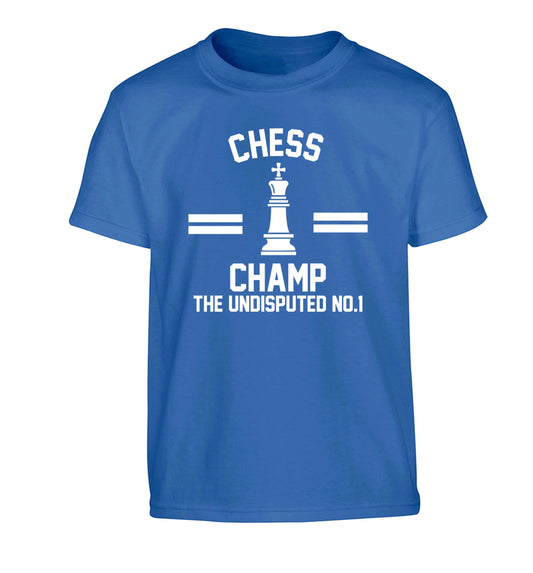 Undisputed chess championship no.1 Children's blue Tshirt 12-13 Years