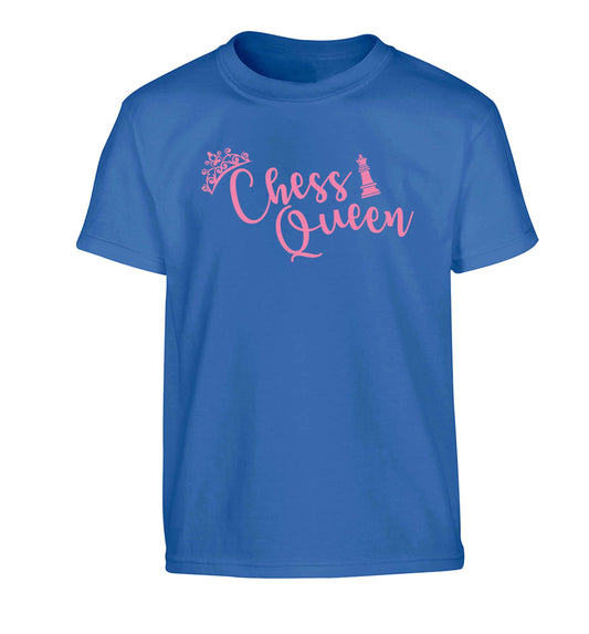 Pink chess queen Children's blue Tshirt 12-13 Years