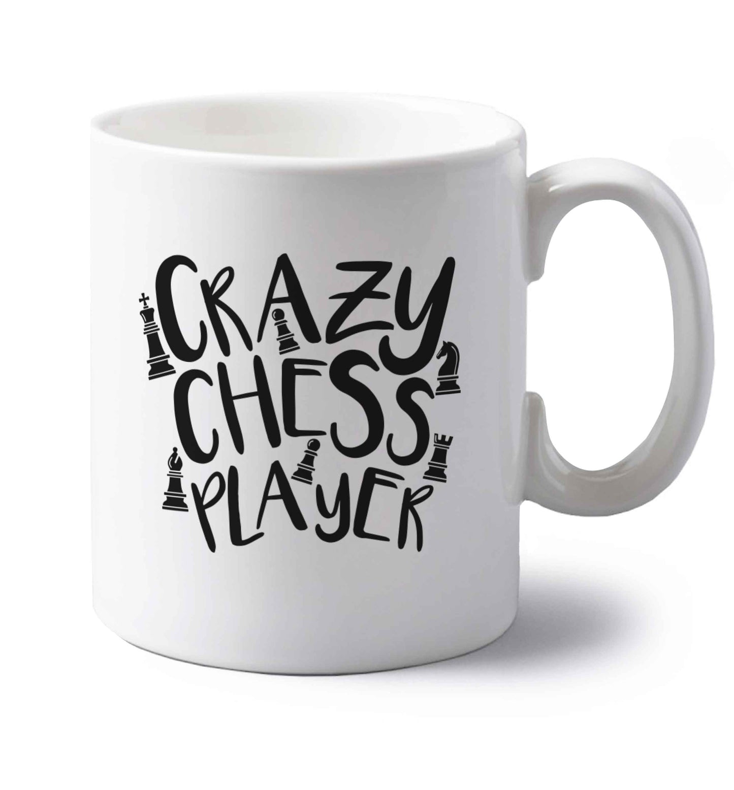 Crazy chess player left handed white ceramic mug