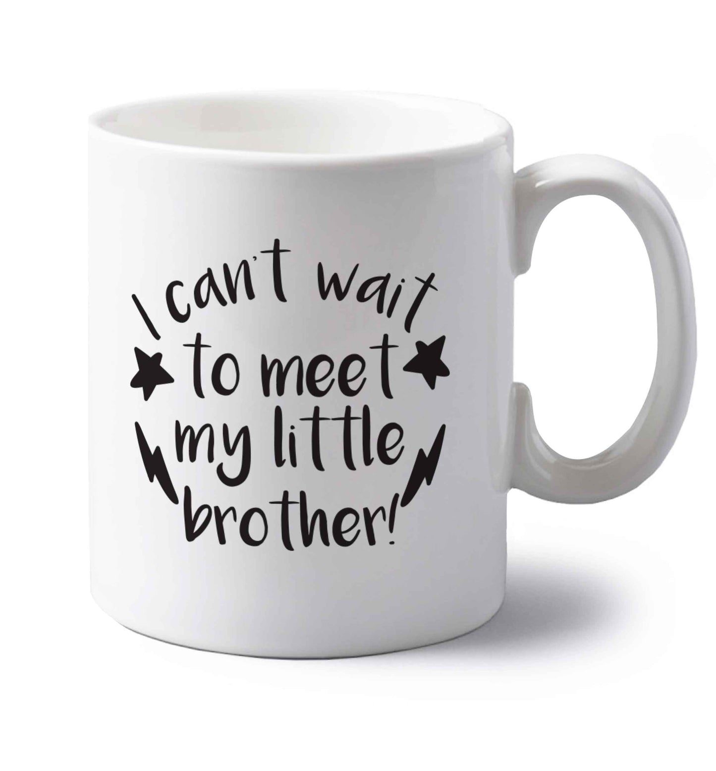 I can't wait to meet my sister! left handed white ceramic mug