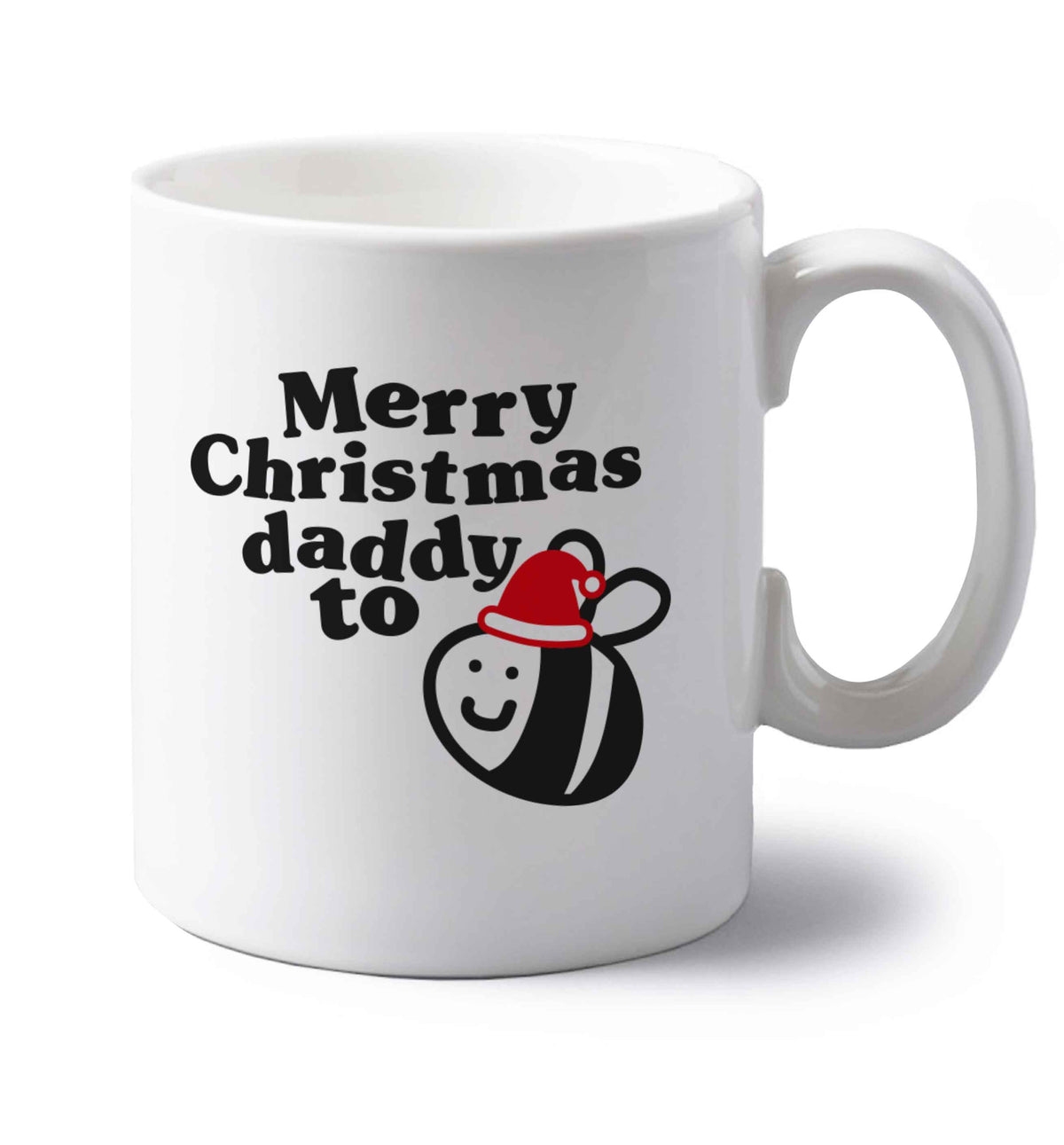 Merry Christmas daddy to be left handed white ceramic mug