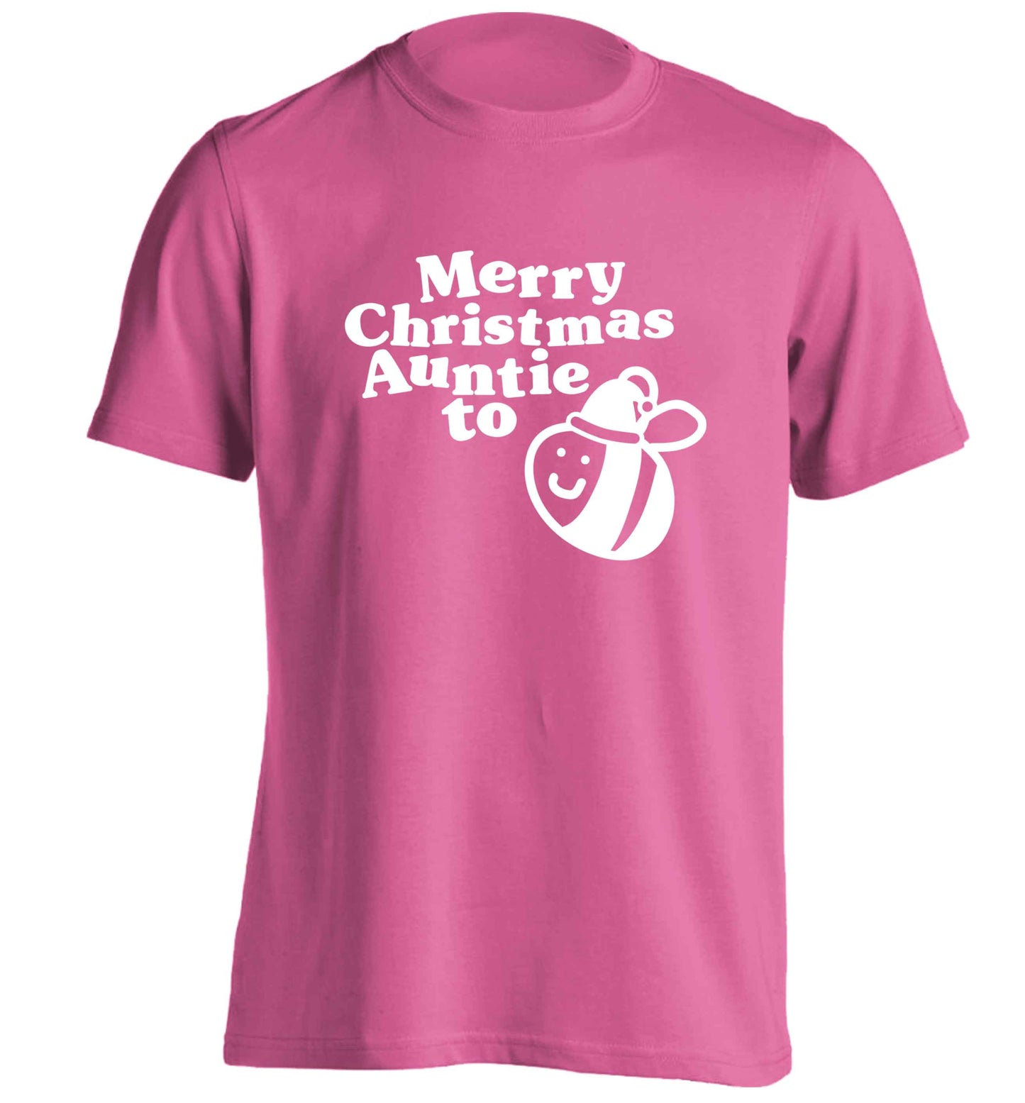 Merry Christmas auntie to be adults unisex pink Tshirt 2XL