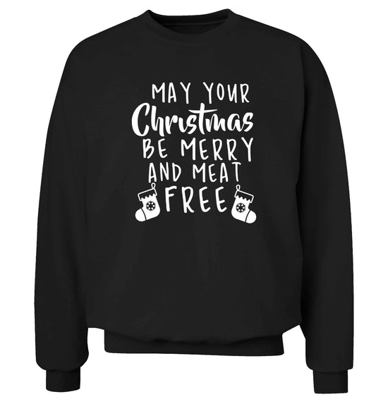 May your Christmas be merry and meat free Adult's unisex black Sweater 2XL