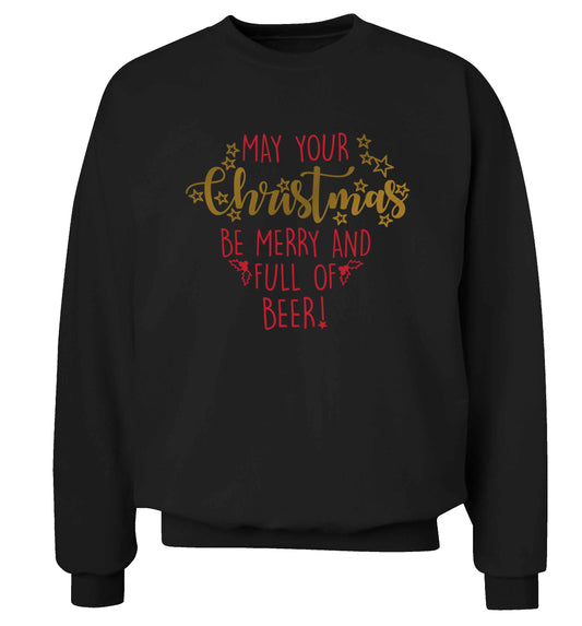 May your Christmas be merry and full of beer Adult's unisex black Sweater 2XL