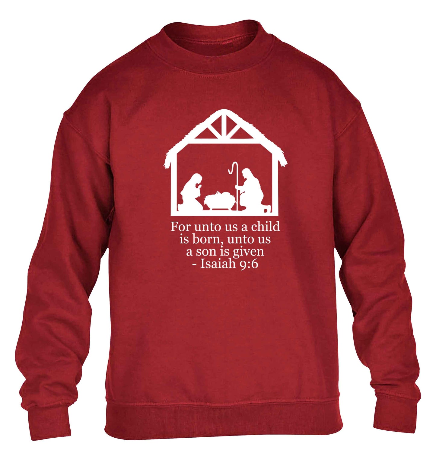 For unto us a child is born, unto us a child is given - isaiah 9:6 children's grey sweater 12-13 Years