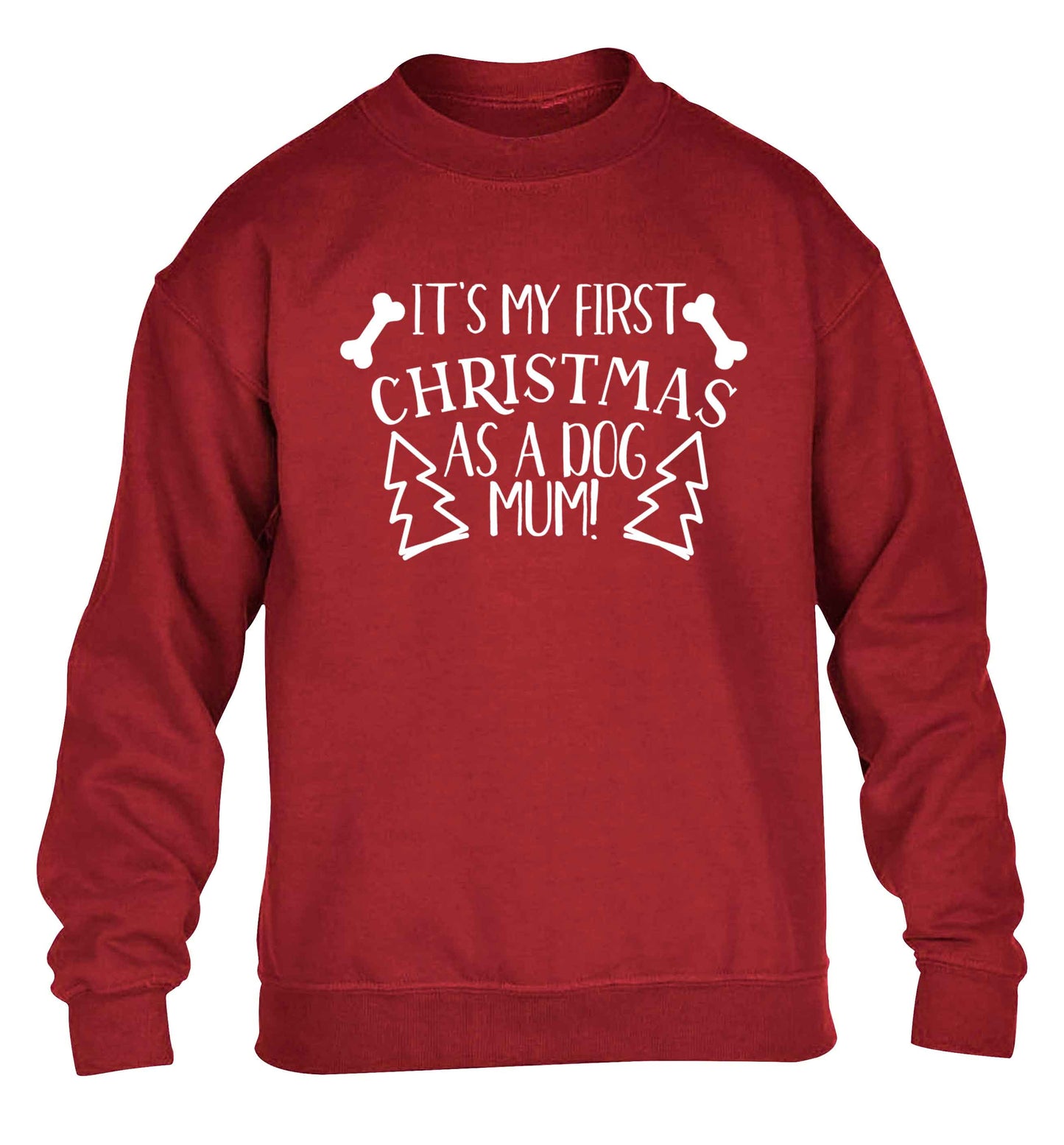 It's my first Christmas as a dog mum! children's grey sweater 12-13 Years