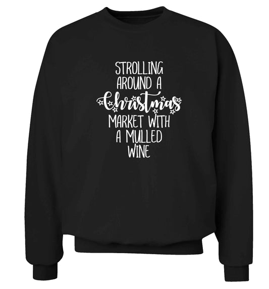 Strolling around a Christmas market with mulled wine Adult's unisex black Sweater 2XL