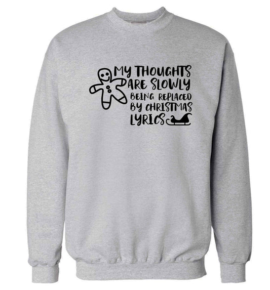 My thoughts are slowly being replaced by Christmas lyrics Adult's unisex grey Sweater 2XL