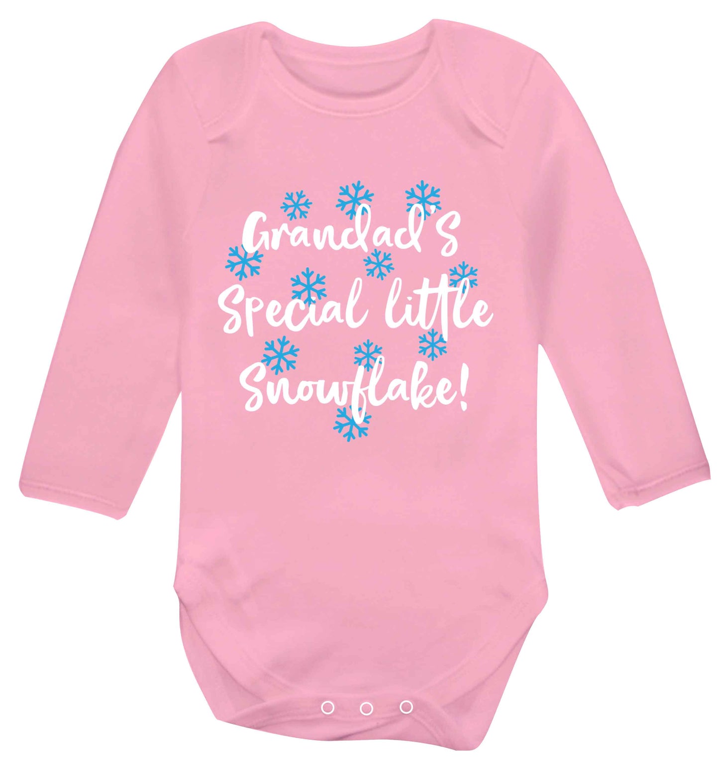 Grandad's special little snowflake Baby Vest long sleeved pale pink 6-12 months