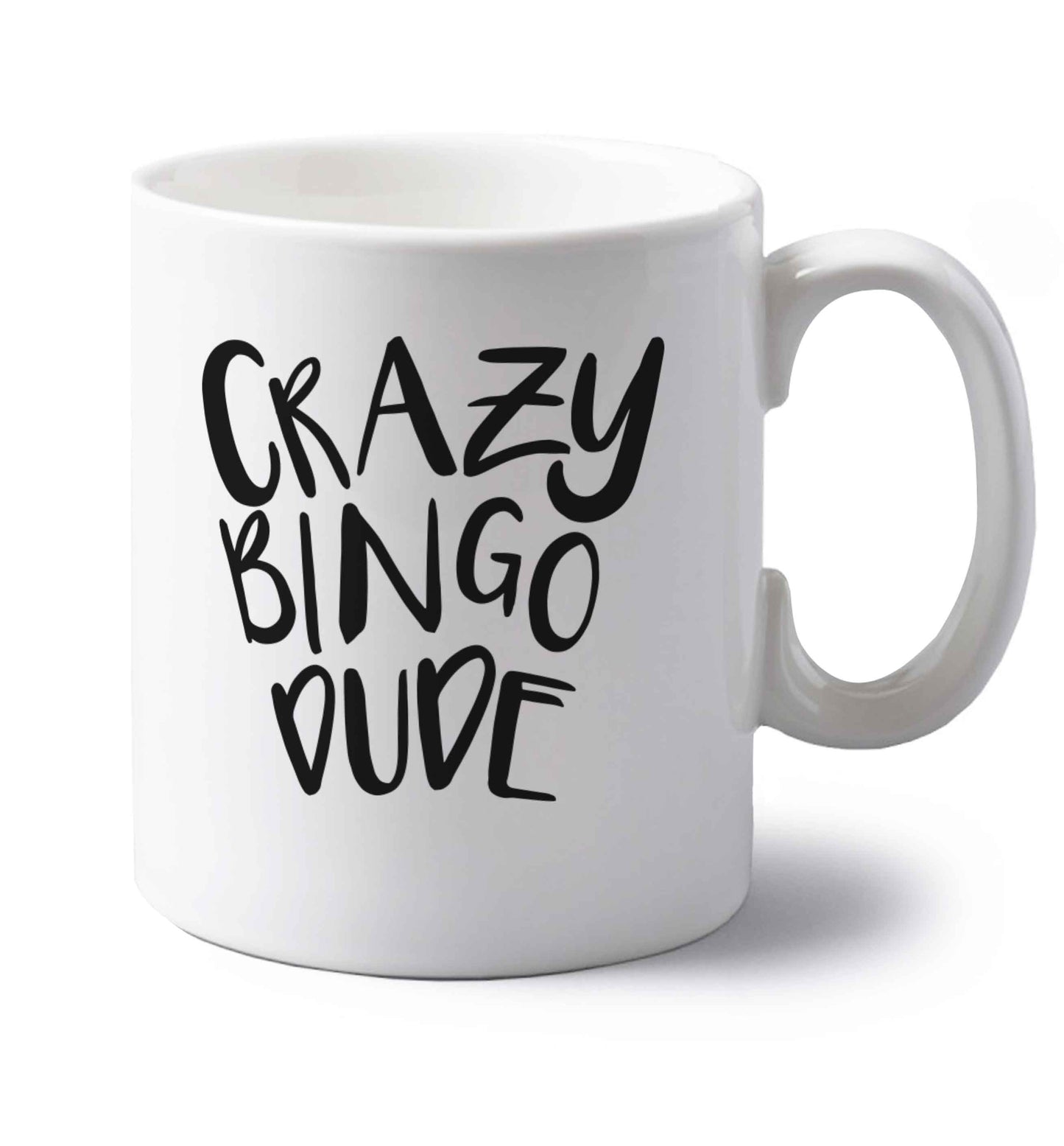 Crazy bingo dude left handed white ceramic mug