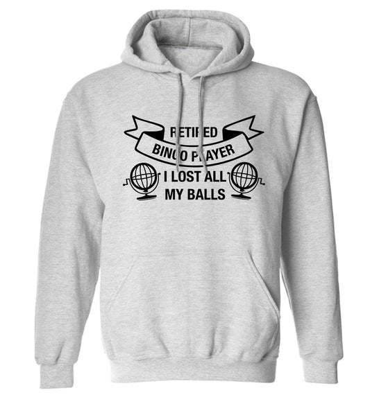 Retired bingo player I lost all my balls adults unisex grey hoodie 2XL