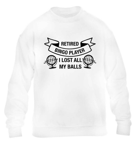 Retired bingo player I lost all my balls children's white sweater 12-13 Years