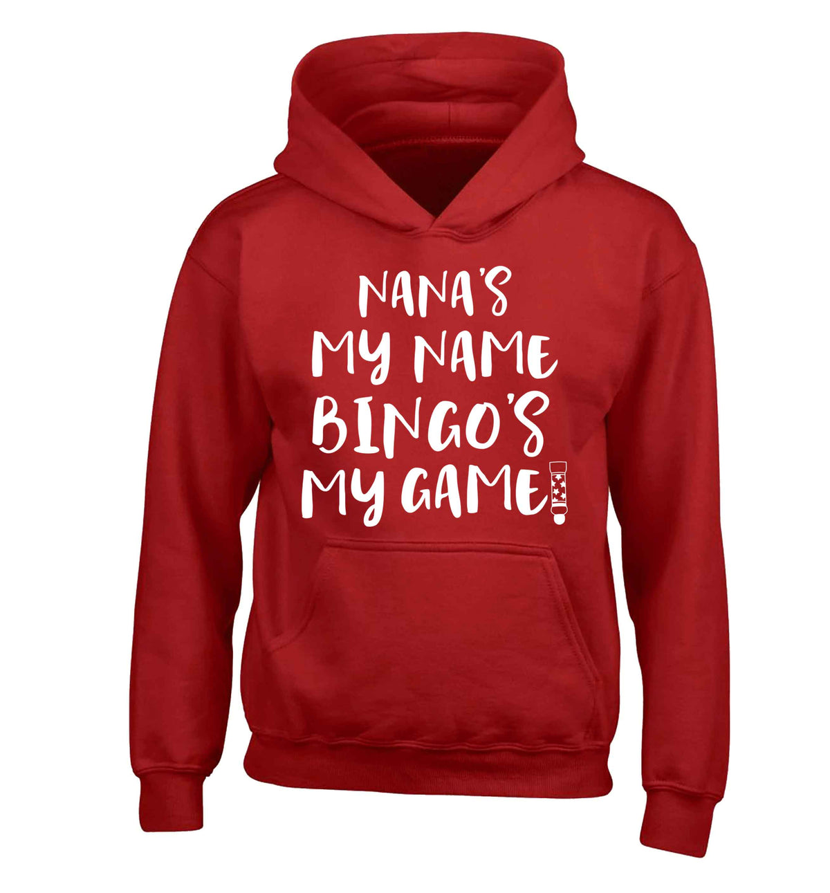 Nana's my name bingo's my game! children's red hoodie 12-13 Years