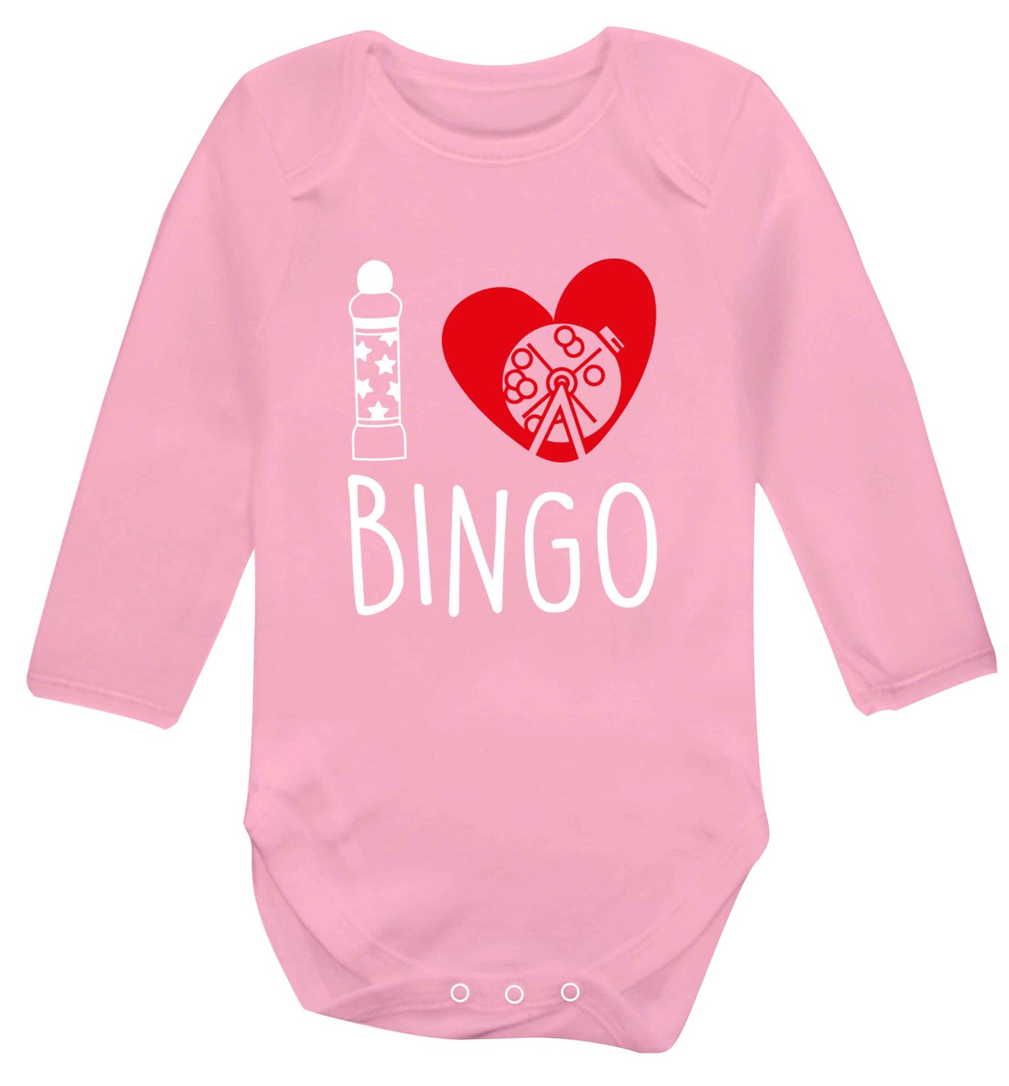 I love bingo Baby Vest long sleeved pale pink 6-12 months