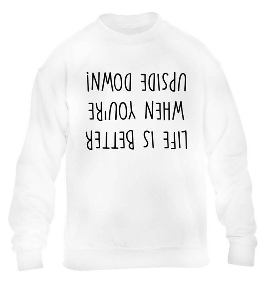 Life is better upside down children's white sweater 12-13 Years