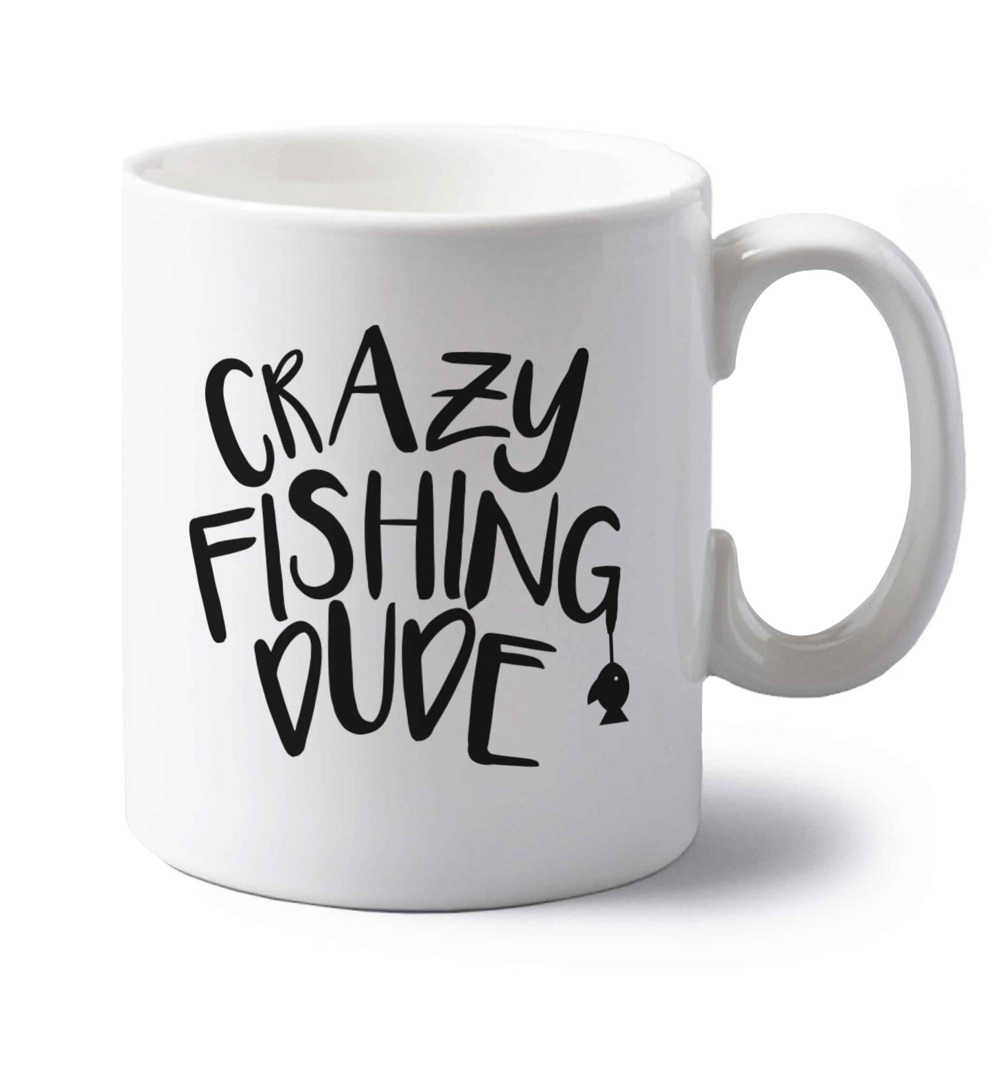 Crazy fishing dude left handed white ceramic mug