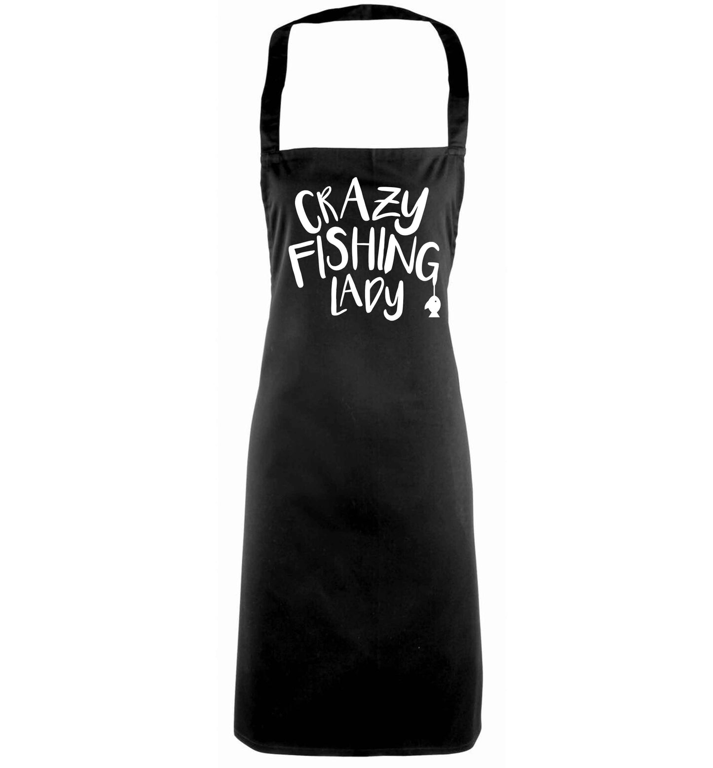 Crazy fishing lady black apron
