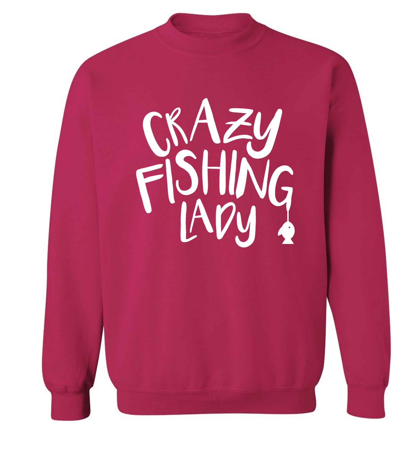 Crazy fishing lady Adult's unisex pink Sweater 2XL