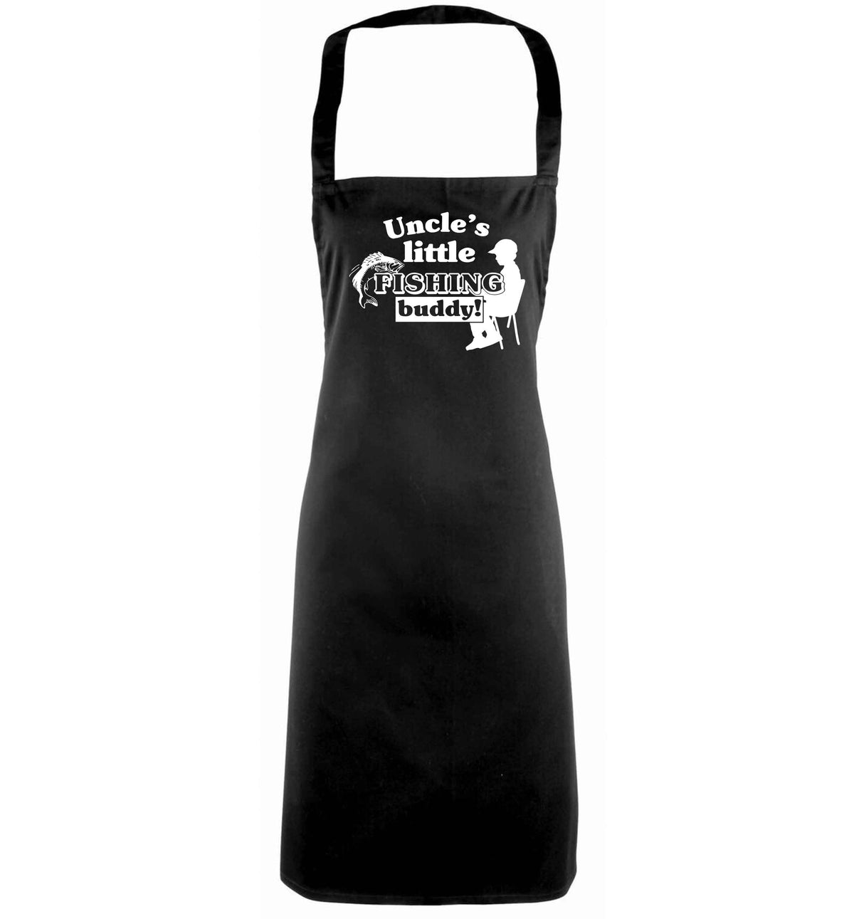 Uncle's little fishing buddy black apron