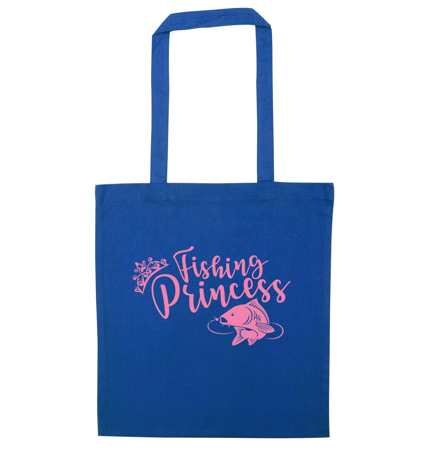 Fishing princess blue tote bag