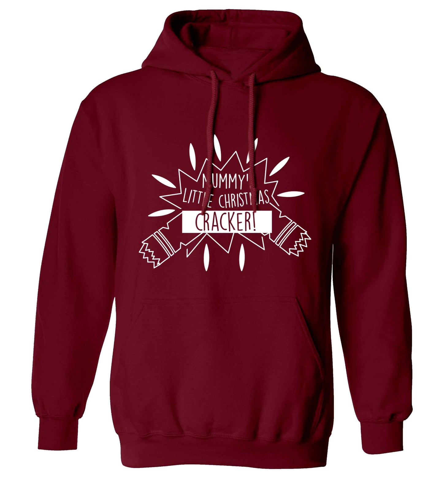 Mummy's little christmas cracker adults unisex maroon hoodie 2XL