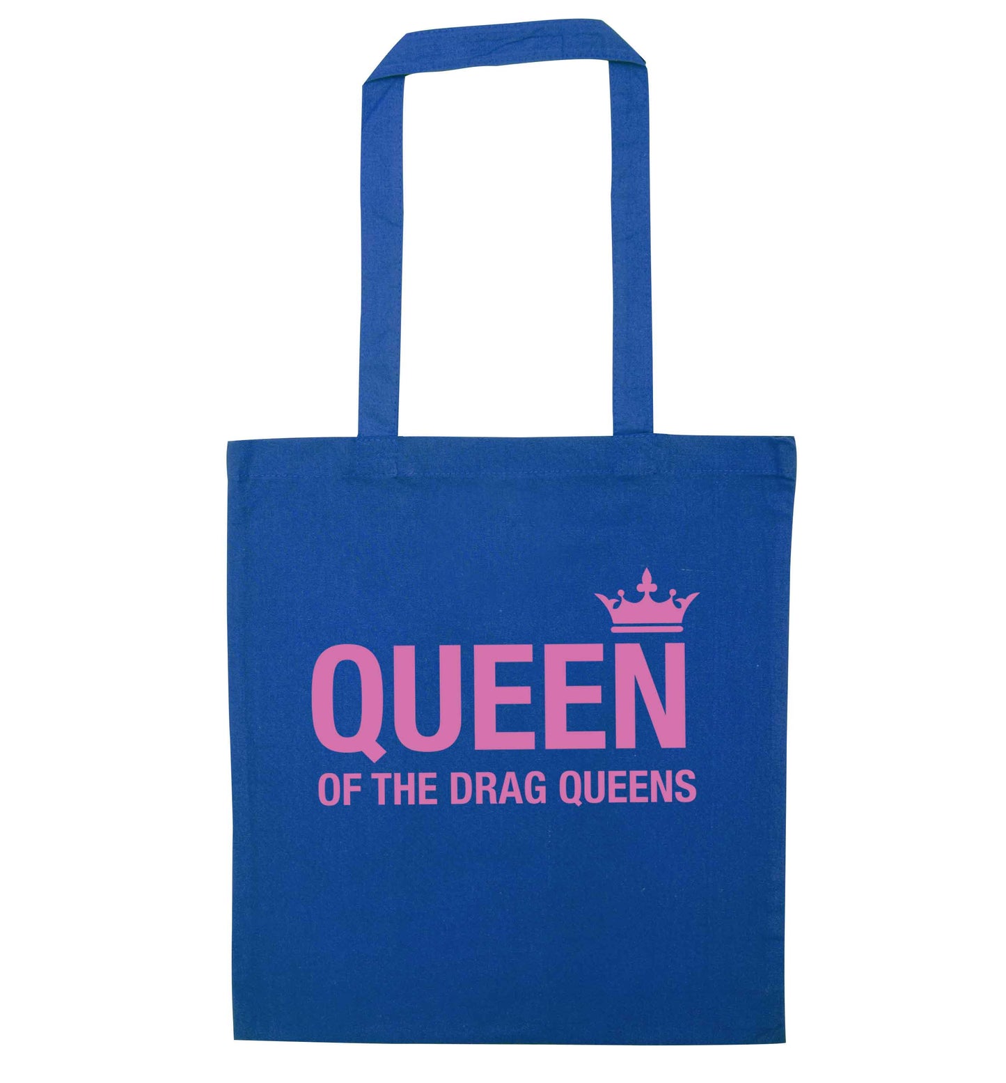 Queen of the drag Queens blue tote bag