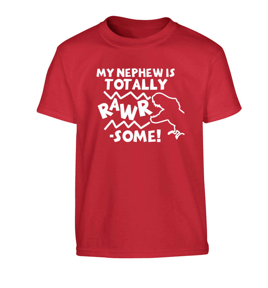 My nephew is totally rawrsome Children's red Tshirt 12-13 Years