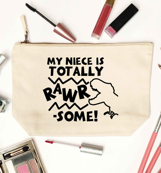 My niece is totally rawrsome natural makeup bag