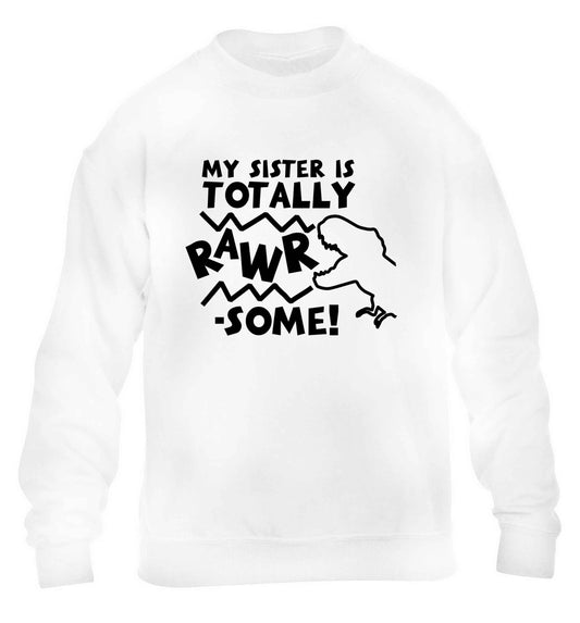 My sister is totally rawrsome children's white sweater 12-13 Years