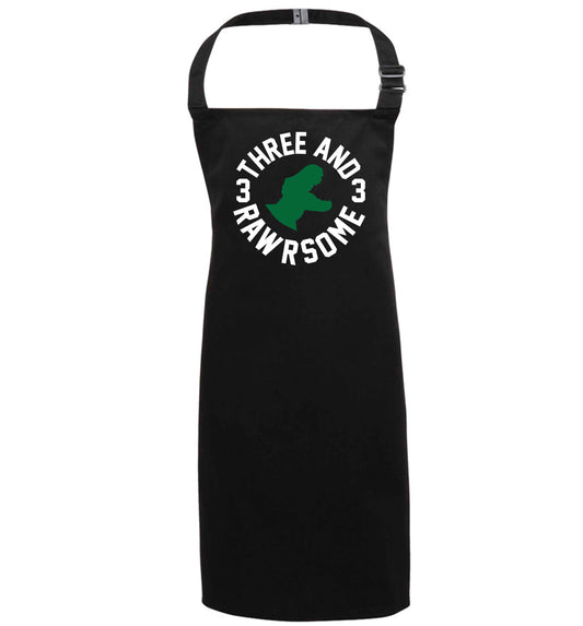 Three and rawrsome black apron 7-10 years