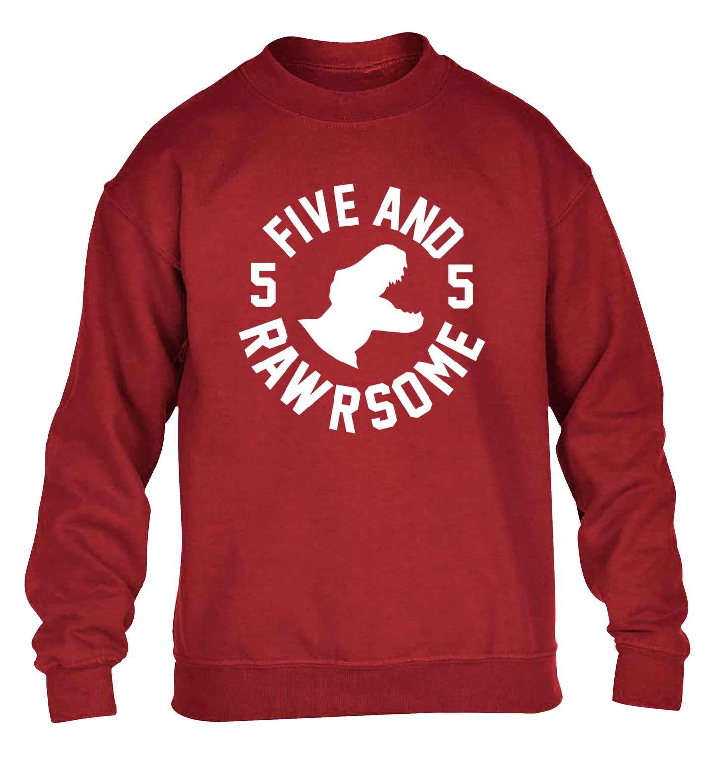 Five and rawrsome children's grey sweater 12-13 Years