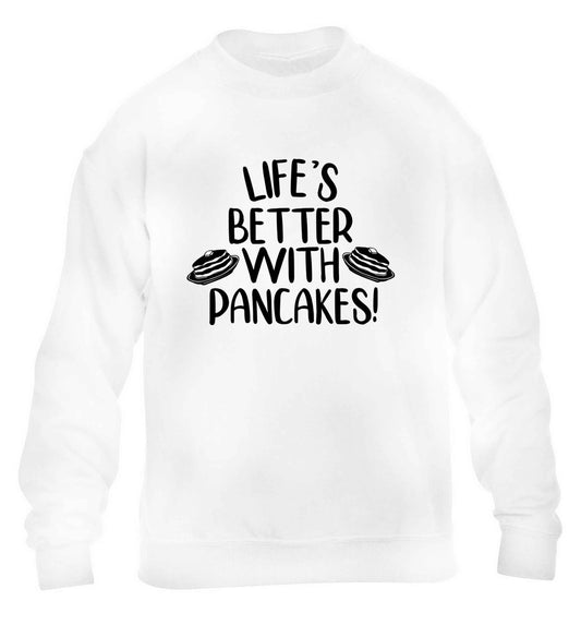 Life's better with pancakes children's white sweater 12-13 Years