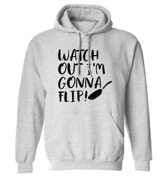 Watch out I'm gonna flip! adults unisex grey hoodie 2XL