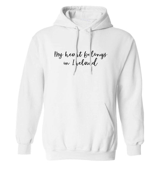 My heart belongs in Ireland adults unisex white hoodie 2XL