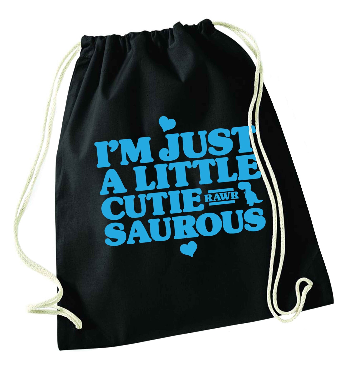 I'm just a little cutiesaurous black drawstring bag