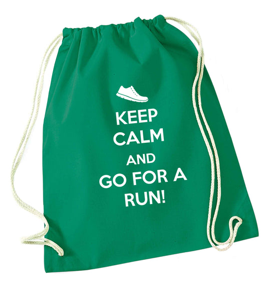 Keep calm and go for a run green drawstring bag