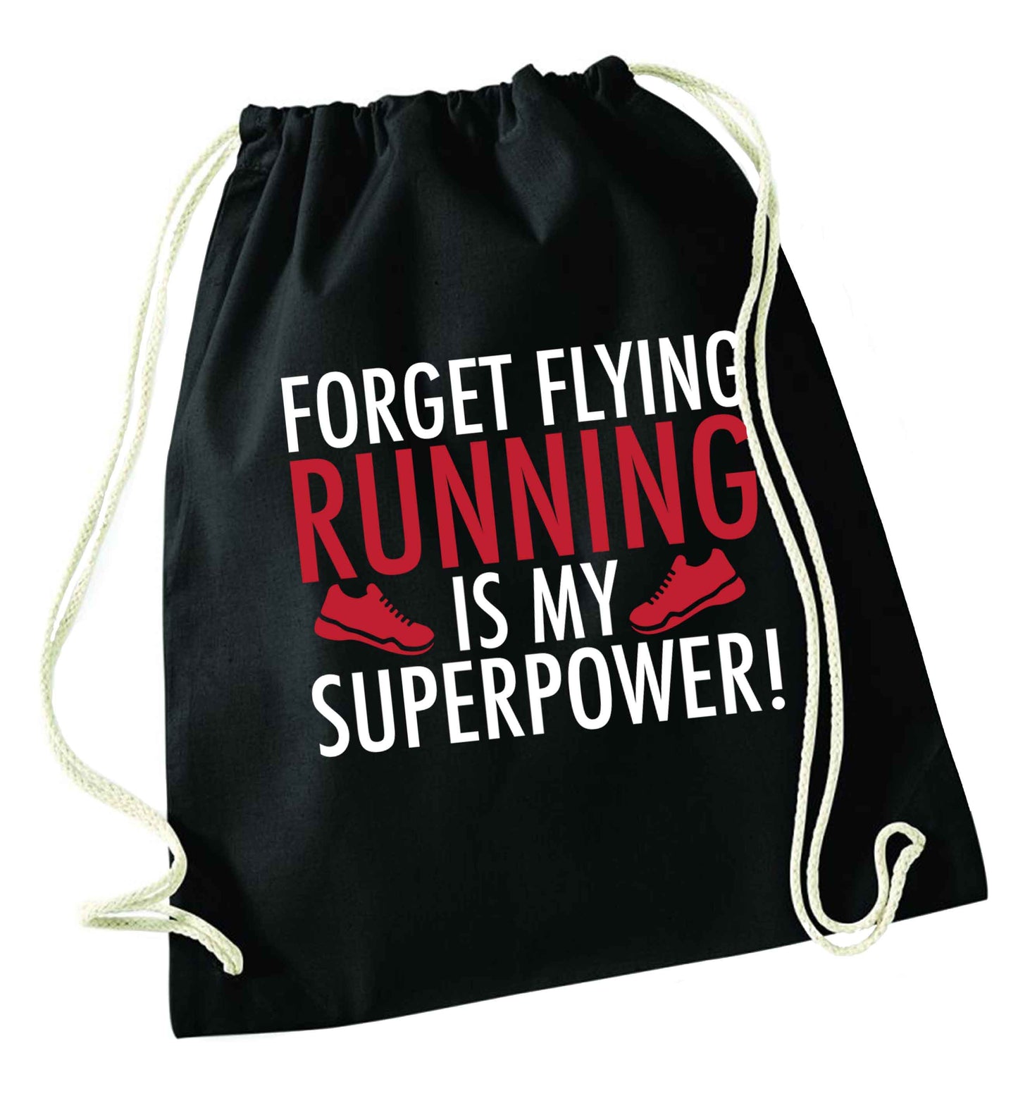 Crazy running dude black drawstring bag