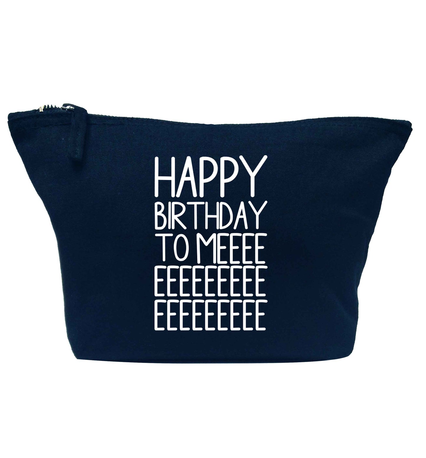 Happy birthday to me navy makeup bag