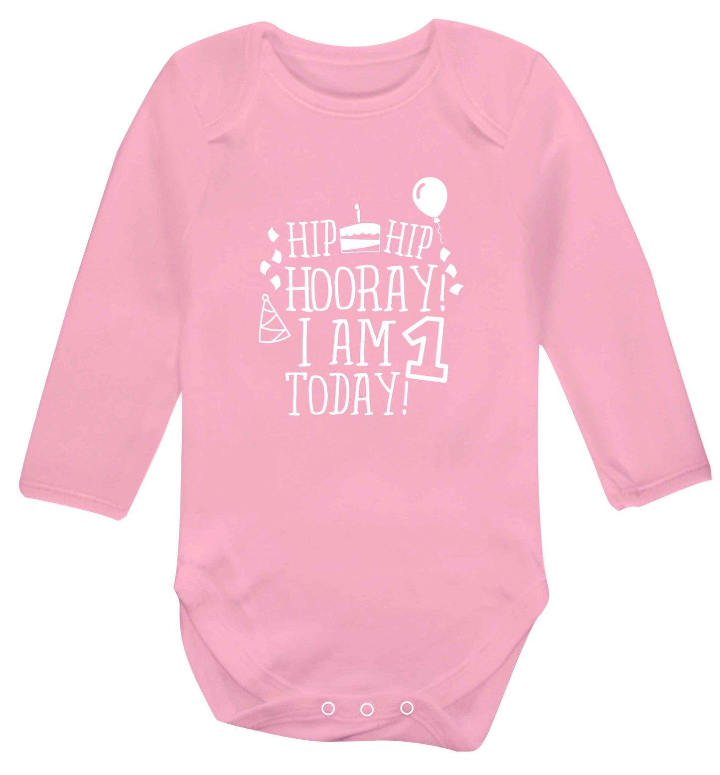 I am One Today baby vest long sleeved pale pink 6-12 months