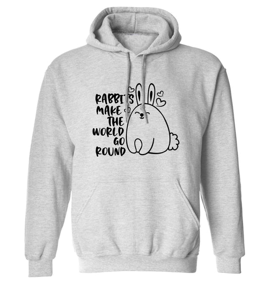 Rabbits make the world go round adults unisex grey hoodie 2XL