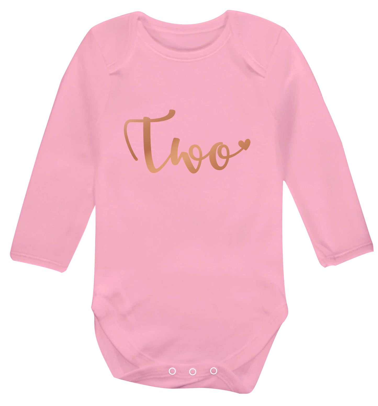 Two rose gold baby vest long sleeved pale pink 6-12 months