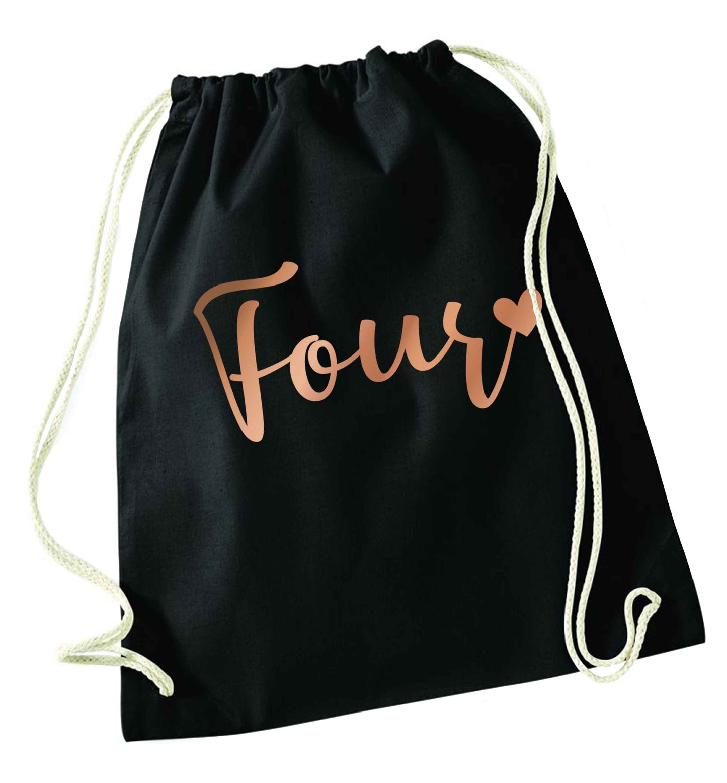Four rose gold black drawstring bag