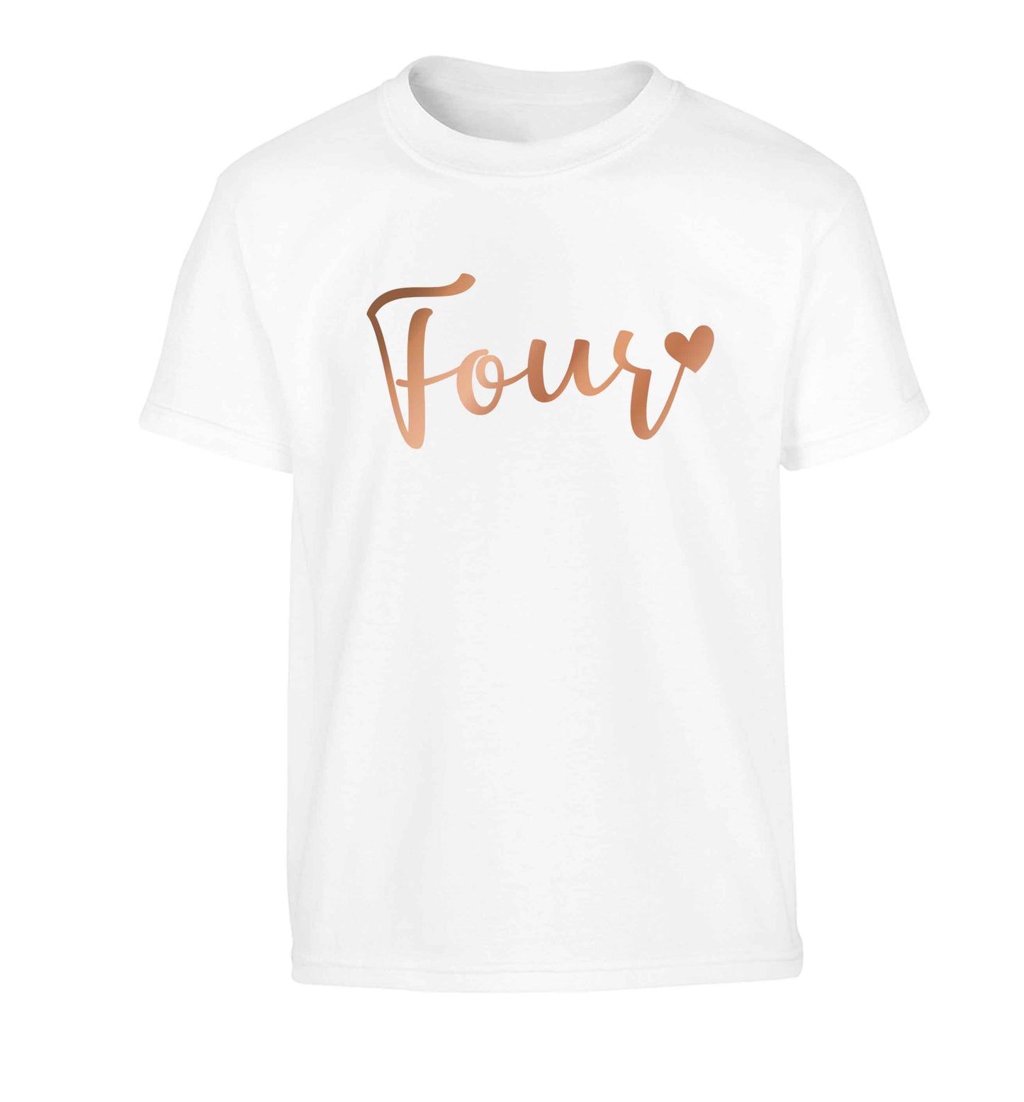 Four rose gold Children's white Tshirt 12-13 Years