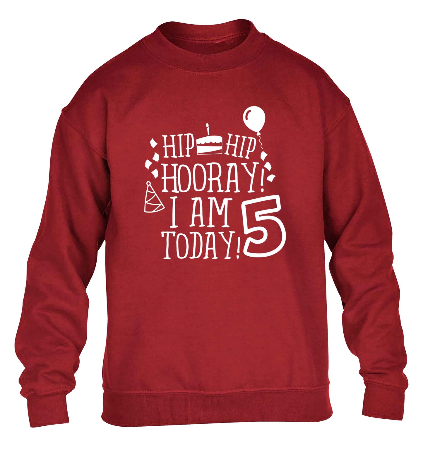 Hip hip hooray I am five today! children's grey sweater 12-13 Years